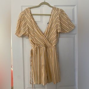 Trixxi Clothing Company Yellow Striped Wrap Around Romper